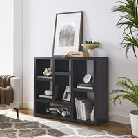 Open Wooden Shelf Bookcase Freestanding Display Storage Cabinet with 7 Cube Spaces for Living Room Entryway Storage