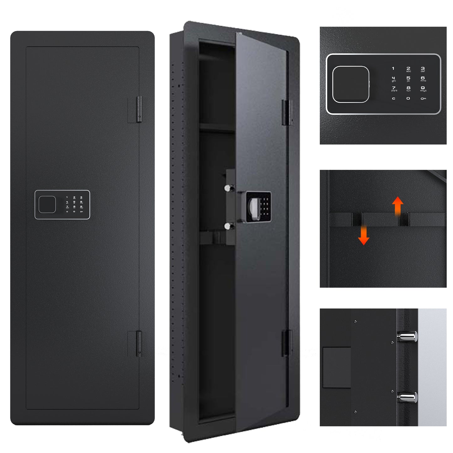 Wall Safe for Home - Quick-Access Rifle Safe Between Studs with Removable Shelf & Digital Keypad - Secure Storage Solution