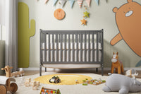 5-In-1 Convertible Crib Toddler Bed Fits Standard Full-Size Mattress Easy Assembly Storm Grey 53x29x9 Inches