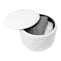 Round Velvet Storage Ottoman Footrest for Living Room Bedroom Stylish Accent Furniture