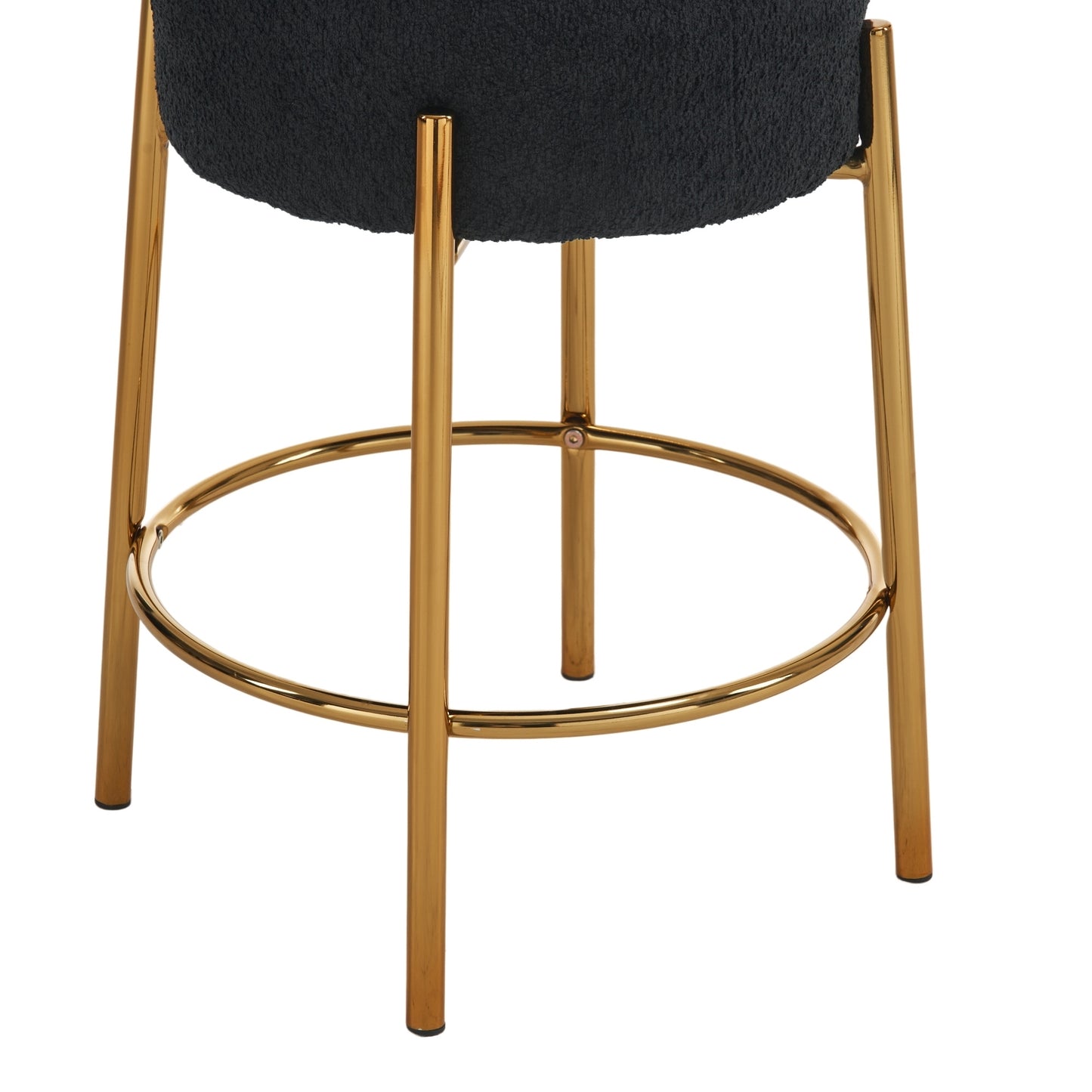 Contemporary Set of 2 24 Inch Upholstered Round Bar Stools for Kitchen and Cafe Stylish Seating