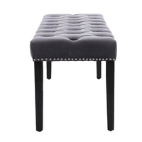 Upholstered Tufted Velvet Bench Ottoman for Dining Room Entryway Living Room Dark Gray Accent Footrest Stool