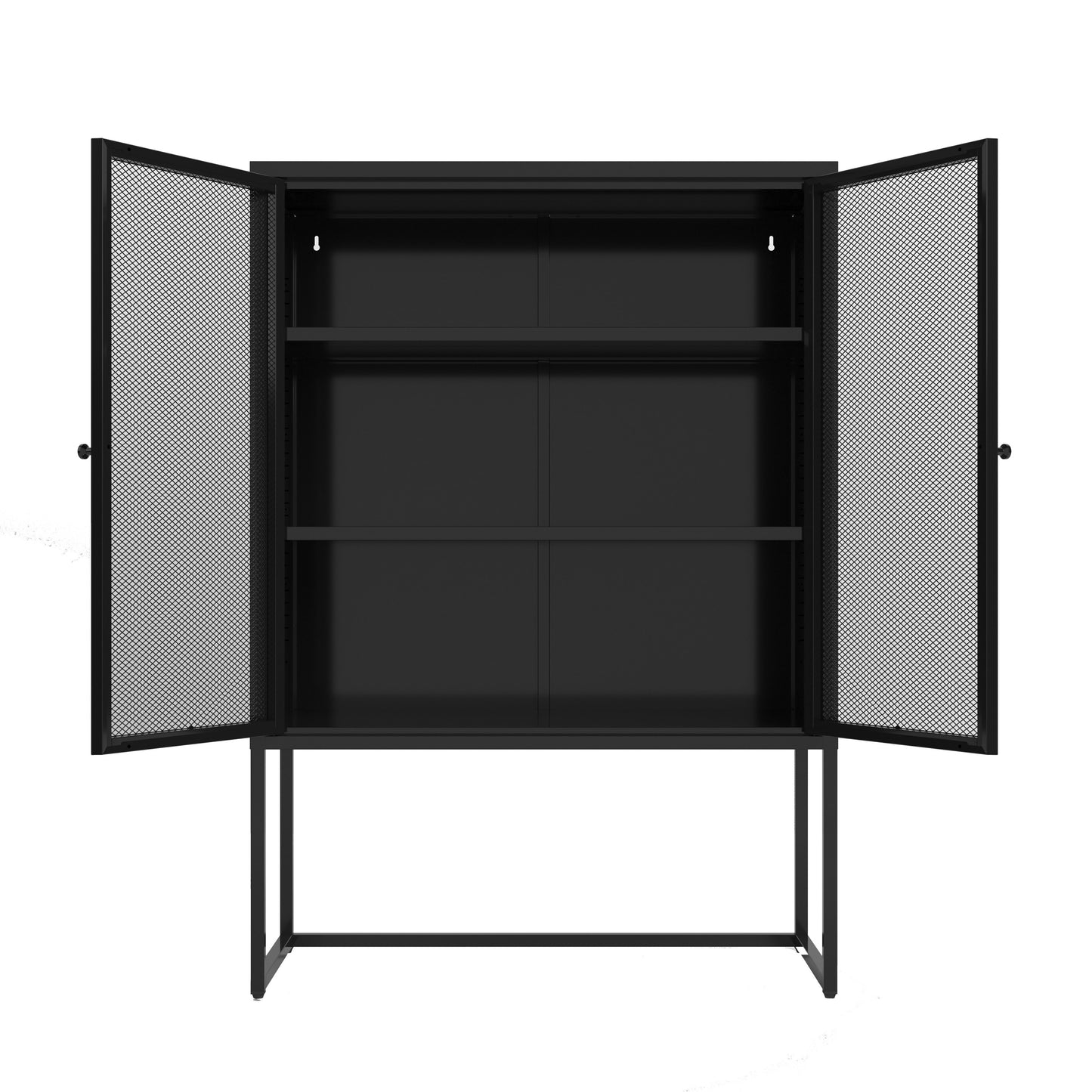 Black Storage Cabinet with Doors Modern Accent Cabinet Free Standing Buffet Sideboard for Bedroom Kitchen Home Office