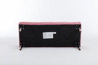 Tufted Velvet Ottoman Bench Modern Upholstered Footstool with Metal Legs for Living Room Entryway Bedroom Pink