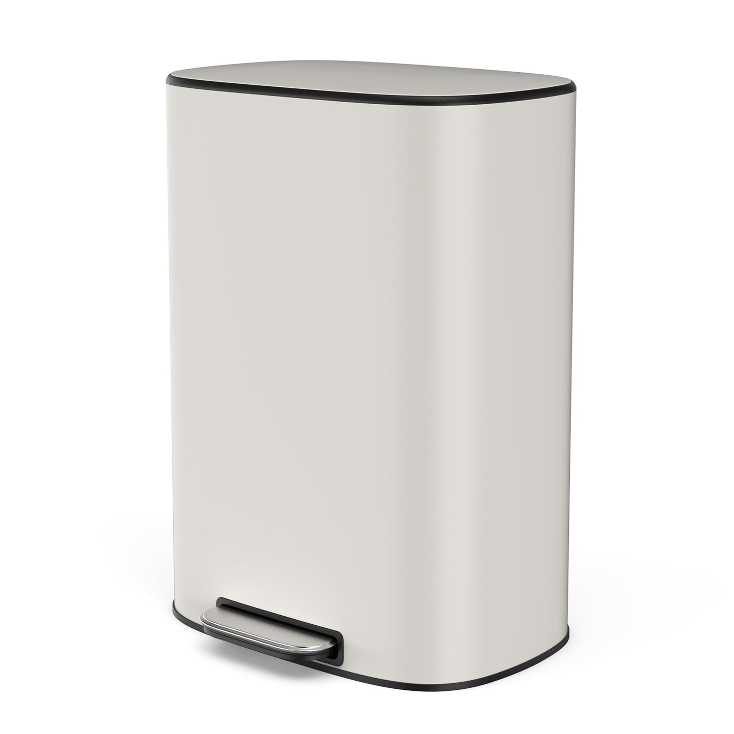 13 Gallon 50L Kitchen Foot Pedal Trash Can Soft Close Stainless Steel White Ellipse Bin