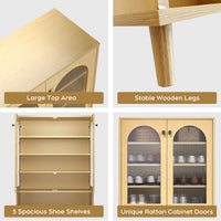 Shoe Storage Cabinet with Adjustable Shelves and Glass Doors for Organized Footwear Display