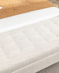 Off White Storage Bench for Bedroom or Entryway 43.7 Inch Ottoman Foot of Bed Seating Solution