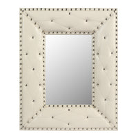 White Rectangle Decorative Wall Mirror PU Covered MDF Frame for Bedroom Living Room Vanity Entryway 21x26 Inch