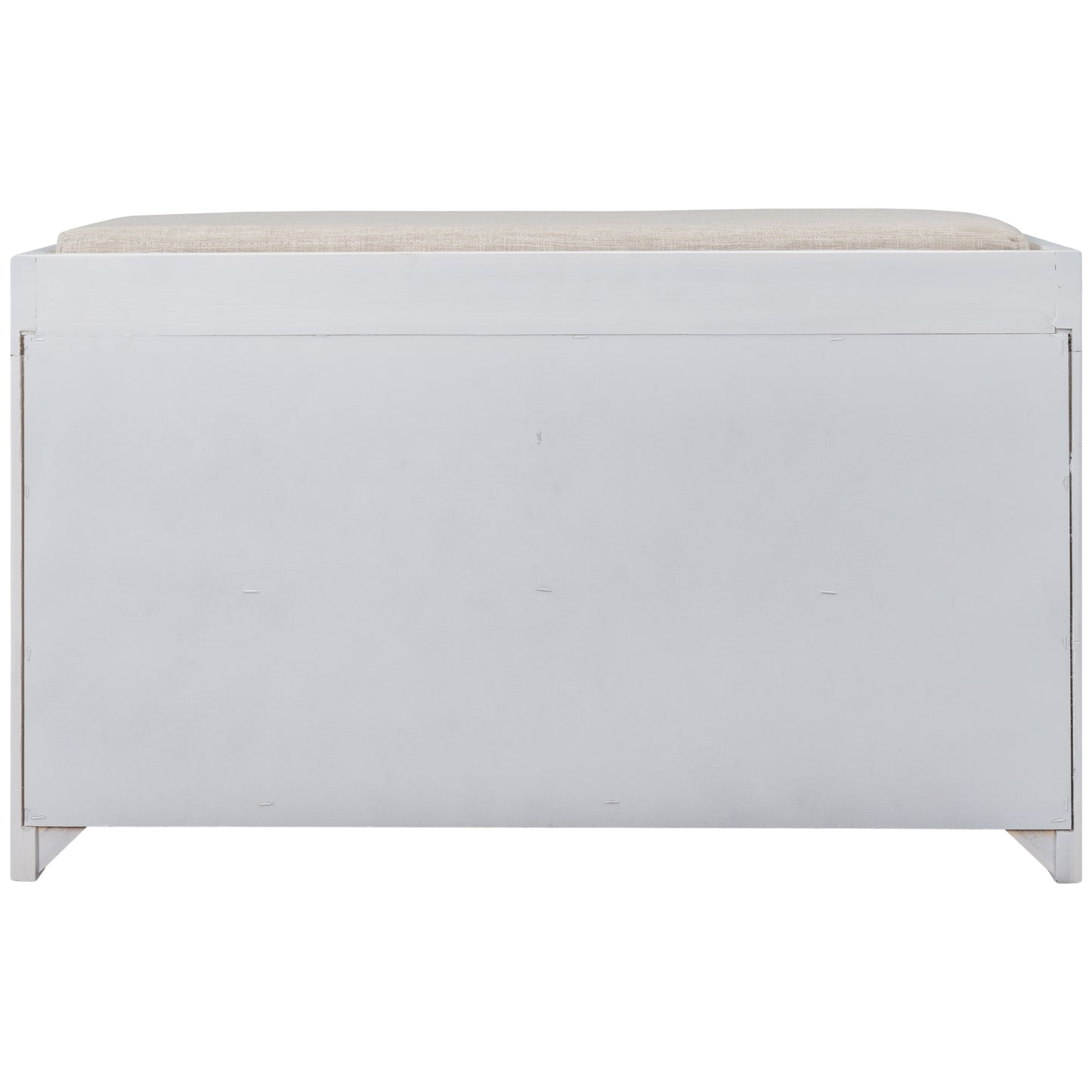 Storage Bench with Removable Cushion and 2 Drawers, Fully Assembled Shoe Organizer with Removable Basket, White