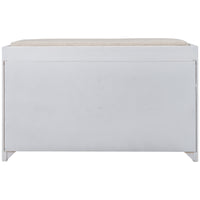 Storage Bench with Removable Cushion and 2 Drawers, Fully Assembled Shoe Organizer with Removable Basket, White