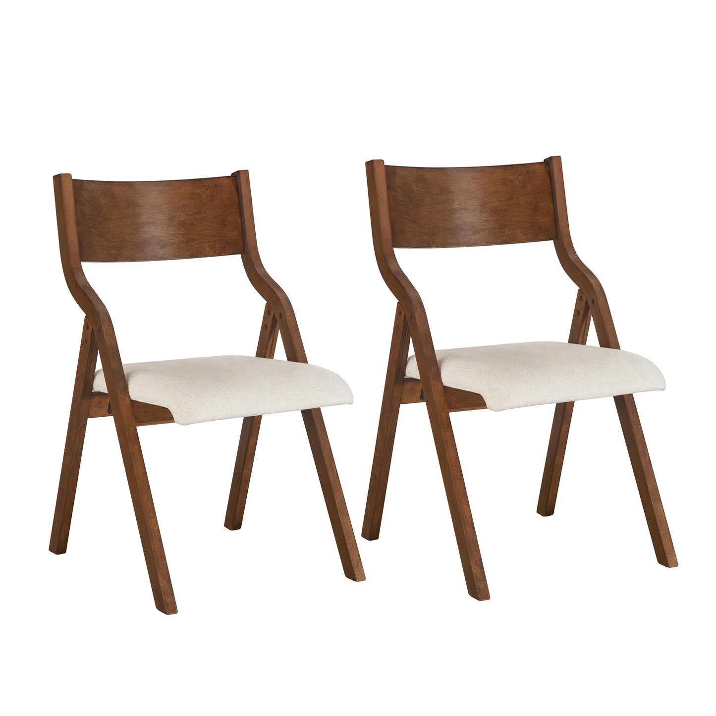 Upholstered folding Dining chair, space saving, easy to carry, Dining Room, 2-Pack-Walnut