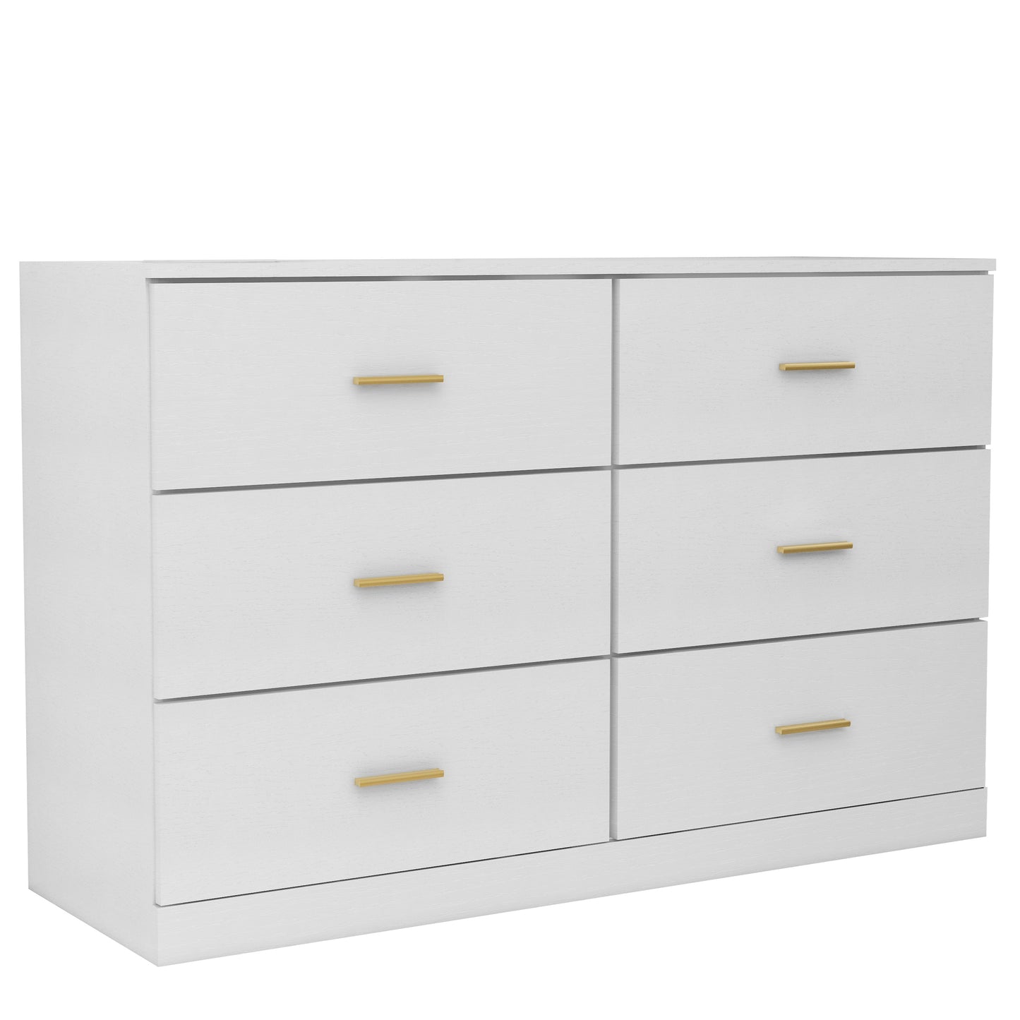 Modern White 6-Drawer Dresser Ample Storage Wide Chest of Drawers Sturdy Safe Furniture for Bedroom