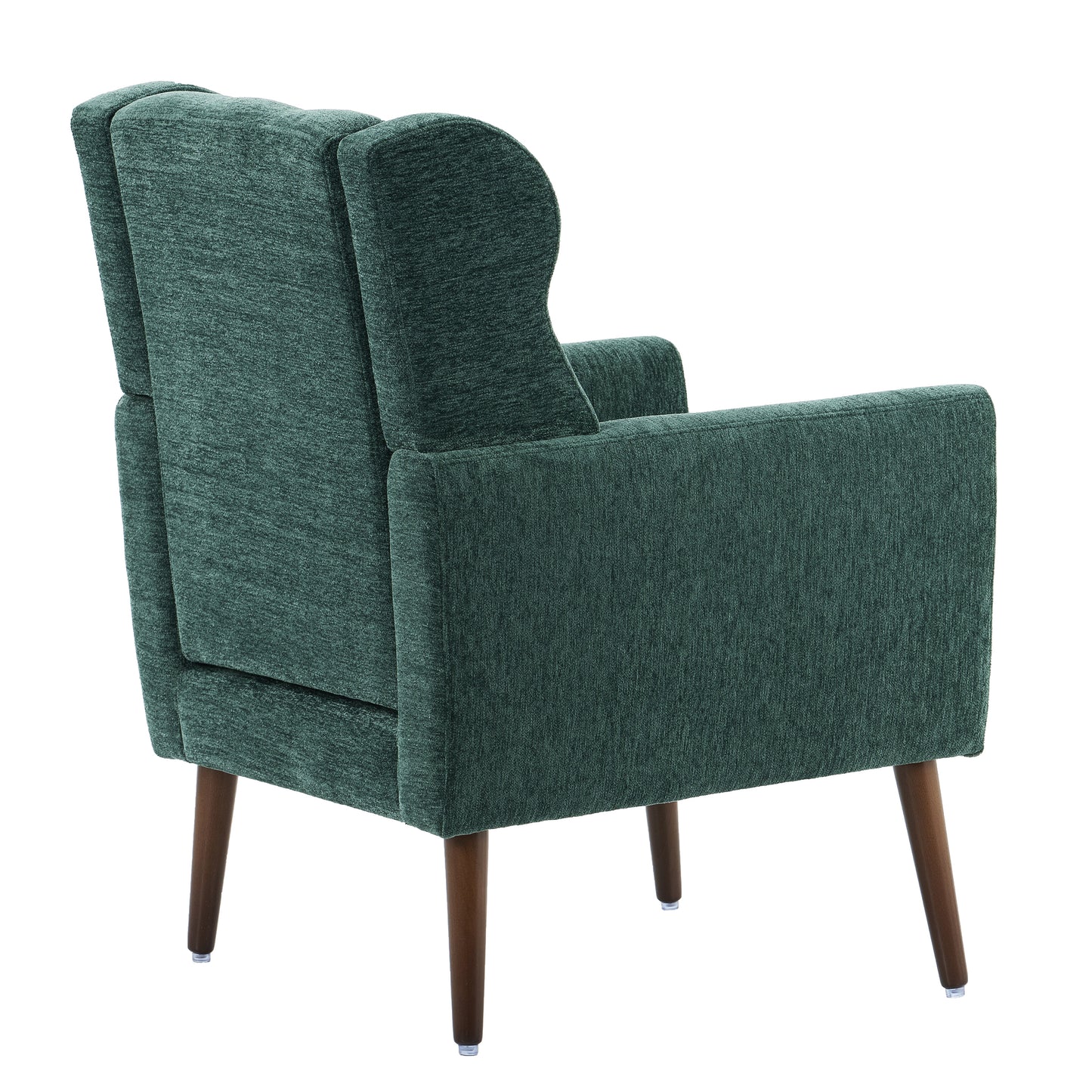 Chenille Modern Accent Chair with Pillow Soft Upholstered Armchair for Living Room Bedroom Solid Wood Legs Blackish Green