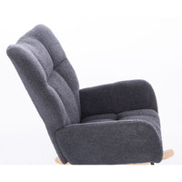 Teddy Upholstered Nursery Rocking Chair Dark Grey for Living Room Bedroom Comfortable Relaxing Accent Chair