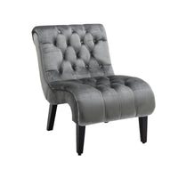 Modern Velvet Armless Accent Chair Upholstered Fabric Comfortable Leisure Chair with Wooden Legs for Living Room Bedroom Office Silver