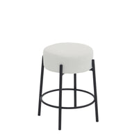 Set of 2 24 Inch Tall Round Upholstered Bar Stools for Kitchen and Coffee Shops Contemporary Design