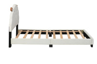 Upholstered Twin Platform Bed for Kids with Sheep Headboard White Wooden Frame No Box Spring Needed