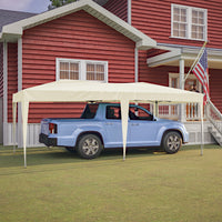 10x20 Beige Pop Up Canopy Tent with 6 Sidewalls Waterproof Commercial Outdoor Shelter Adjustable Heights Carry Bag Sand Bags, Ropes,Stakes