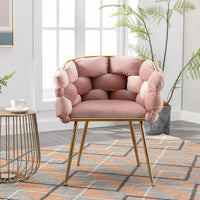 Luxury Velvet Single Sofa Chair Set of 2 Modern Simple Leisure Pink for Bedroom Dresser Stool Manicure Table Back Chair