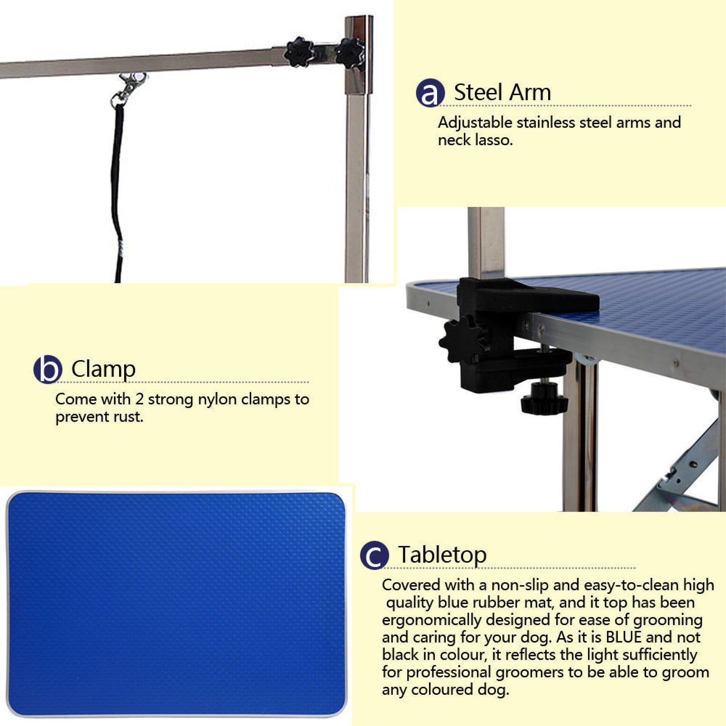 Large 46 Inch Pet Grooming Table for Dogs and Cats Adjustable Arm Heavy Duty Design with Clamps