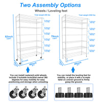 7 Tier Heavy Duty Wire Shelving Unit 2450 LBS Capacity Height Adjustable Metal Storage Rack with Wheels for Garage and Home Organization