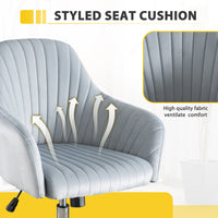 Modern Adjustable Velvet Accent Chair for Home Office Leisure Dark Grey with Height and Casters