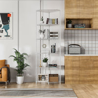 6 Tier Corner Wire Shelf Rack Adjustable Metal Heavy Duty Free Standing Storage Display for Bathroom Living Room Kitchen White