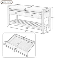 Shoe Rack with Cushioned Seat and Drawers Multipurpose Entryway Storage Bench Gray Wash