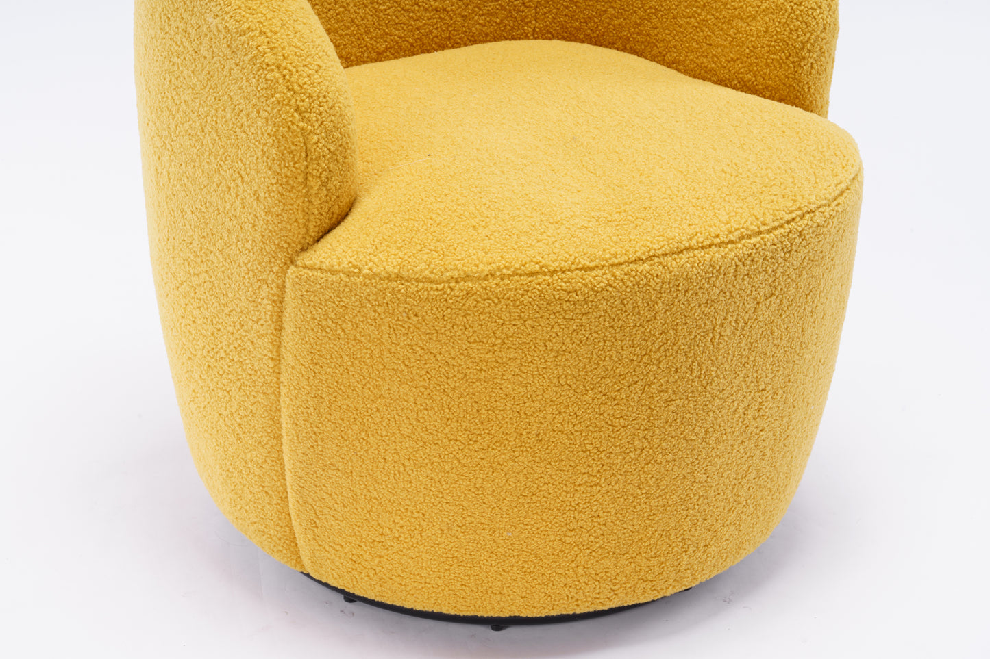 Teddy Fabric Swivel Accent Barrel Chair with Metal Ring Yellow Modern Design for Living Room