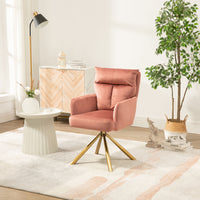 Pink Velvet High-Back Upholstered Swivel Accent Chair for Living Room and Office Decor