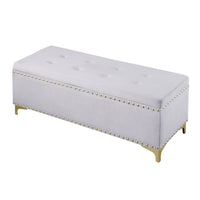 Large Storage Benches with Nailhead Trim Tufted Velvet 2 in 1 Combination for Living Room Entryway Hallway Bedroom Gold Legs 250lbs Capacity