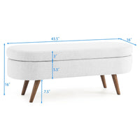 Ottoman Storage Bench with Rubber Wood Legs White 43.5x16x16 Stylish Furniture for Living Room Entryway Bedroom