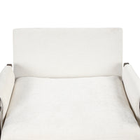 Mid-Century Modern Velvet Accent Chair Solid Wood Leisure Chair Thick Seat Cushion for Living Room Bedroom Studio White