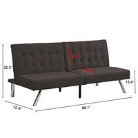 WOOD FRAME, STAINLESS LEG, FUTON, SOFA BED GREY