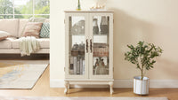 Elegant 2 Door Curio Cabinet with Glass Doors Adjustable Shelves Mirrored Back Lighted Display for Home Office