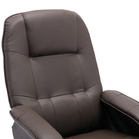 Swivel Recliner Chair with Ottoman Faux Leather Beige Brown Wood Base for Living Room Bedroom