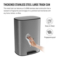 13 Gallon 50L Kitchen Foot Pedal Soft Close Trash Can Stainless Steel Ellipse Bin