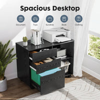 5-Drawer File Cabinet For Home Office, Mobile Lateral Filing Cabinet, Printer Stand With Open Storage Shelves