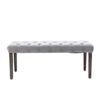 Upholstered Tufted Velvet Bench Ottoman for Dining Room Bedroom Entryway Light Gray Accent Footrest Stool