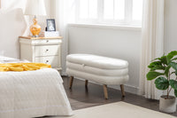 Velvet Fabric Storage Bench Bedroom Bench With Wood Legs For Living Room Bedroom Indoor