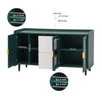 Modern 55 Coffee Bar Storage Cabinet with 2 Drawers and Glass Doors for Kitchen and Living Room Green