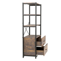 Industrial 62.7 in Tall Bookshelf with File Cabinet Drawers 4 Tier Freestanding Storage Home Office Organizer Rustic Vintage Brown