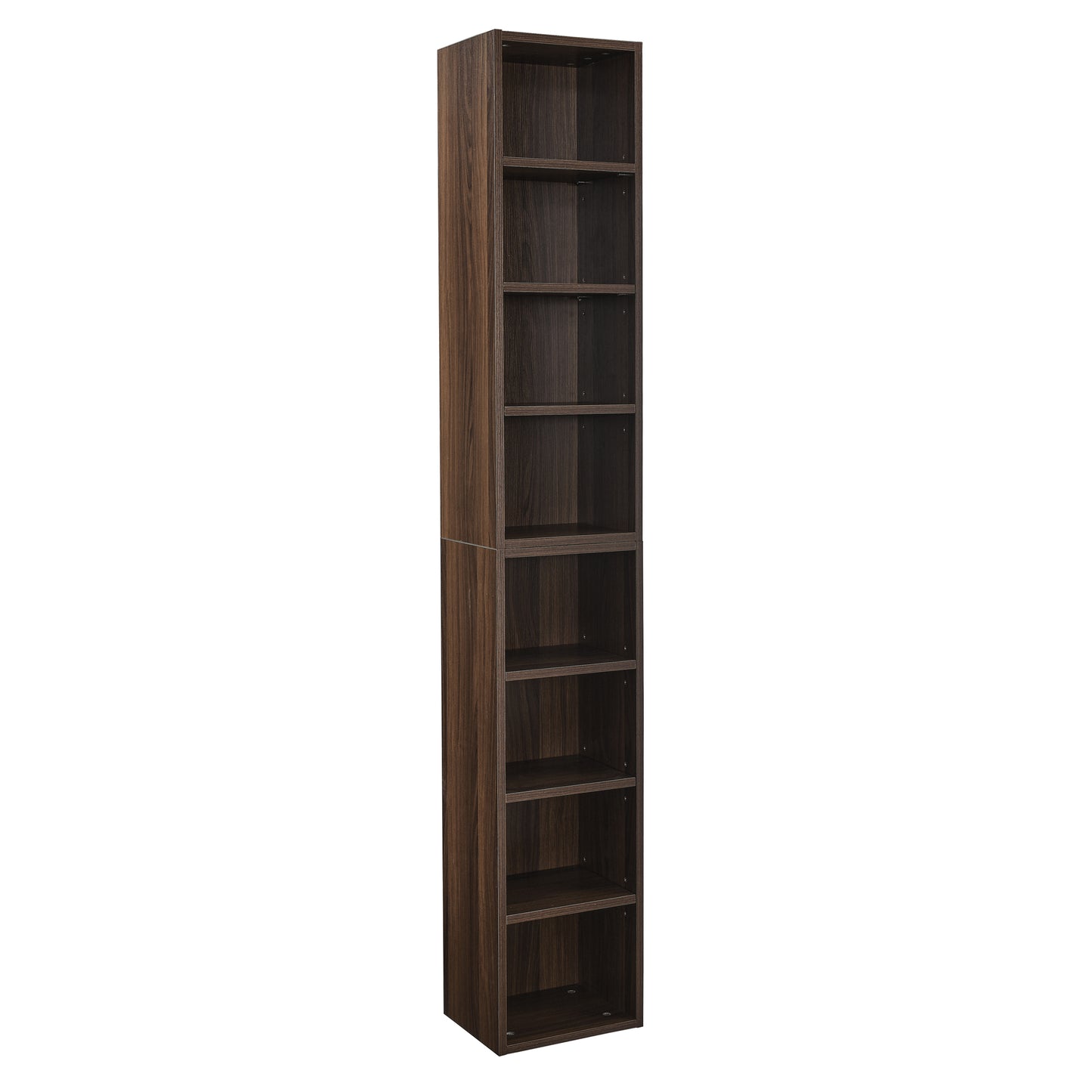 8-Tier Slim Media Tower Rack Adjustable Shelves Tall Bookcase Storage Cabinet for Home Office Display