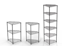 6 Tier Adjustable Corner Wire Shelf Rack Heavy Duty Free Standing Metal Storage Display for Bathroom Living Room Kitchen Black