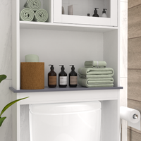 Modern Over The Toilet Space Saver Storage Cabinet - Stylish Wood Organizer for Bathroom, White