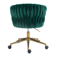 Hand-Woven Modern Design Office Chair with Wheels Height Adjustable 360 degree  Swivel for Bedroom Living Room Green