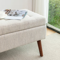 Off White Storage Bench for Bedroom or Entryway 43.7 Inch Ottoman Foot of Bed Seating Solution