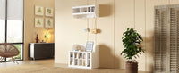 Shoe Storage Bench with Shelves and Hooks Elegant Hall Tree Entryway Organizer for Hallway Foyer Mudroom White