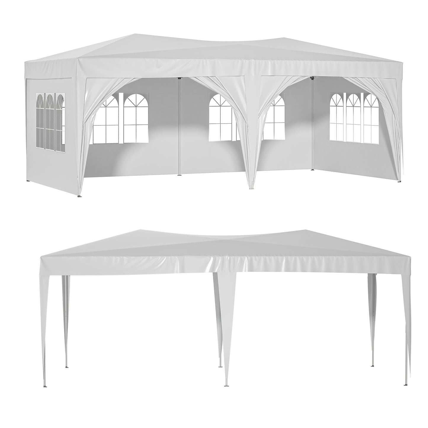 10x20 Waterproof Pop Up Canopy Tent with 6 Sidewalls Adjustable Height Carry Bag Sand Bags Ropes and Stakes for Outdoor Events