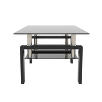 Modern Rectangle Black Glass Coffee Table Clear Center Table for Living Room Stylish Furniture